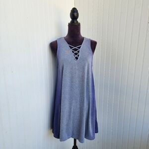 Ocean Drive Clothing Co Womens Casual Lace Strappy Gray Purple Ombre Sun Dress M